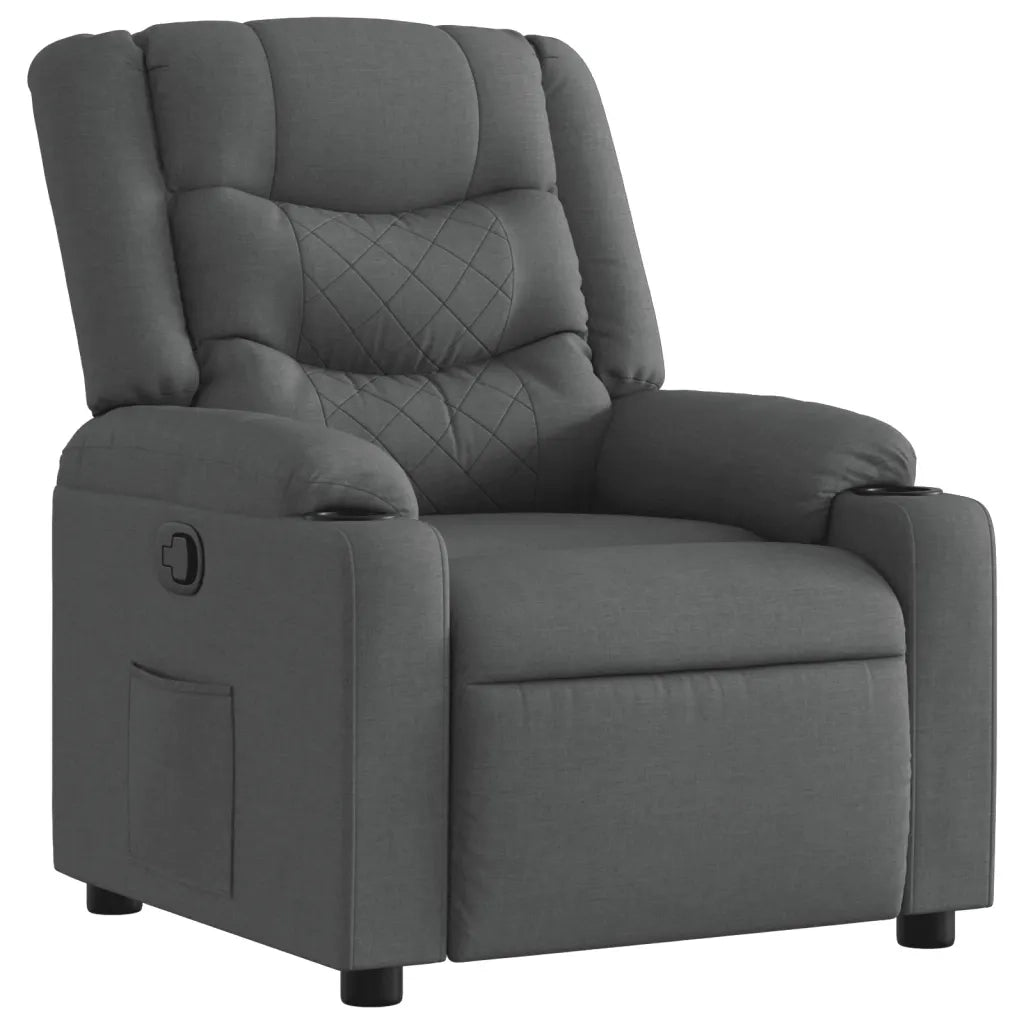 Poltrona | Sedia Relax Reclinabile in Tessuto Grigio Scuro