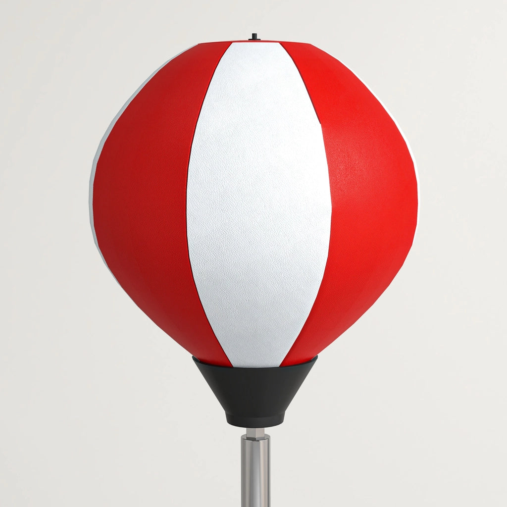 Punching Ball da Terra ad Altezza Regolabile 126-144 cm con Guantoni e Base Riempibile Rosso e Bianco