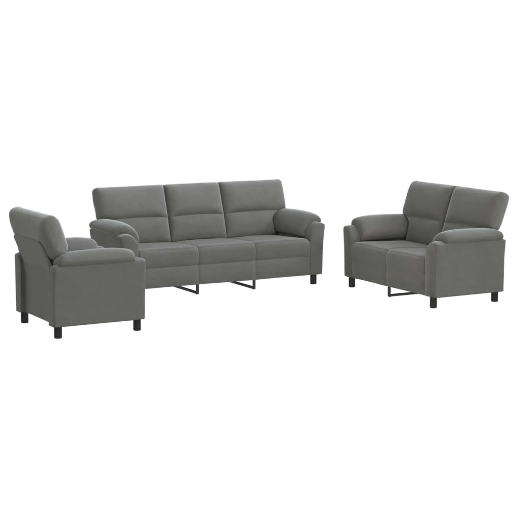 Set di divani 3 pcs Grigio Scuro Velluto 3430463