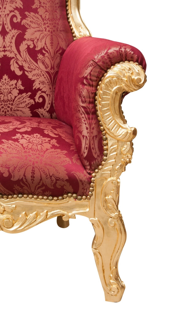 Biscottini Poltrona a trono stile francese Luigi XVI in legno massello di faggio L95XPR90XH185 cm