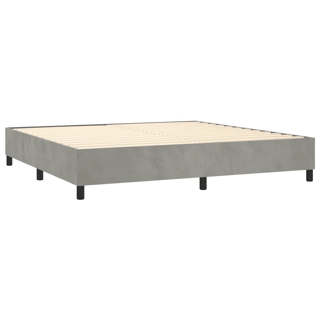 Giroletto a Molle con Materasso Grigio Chiaro 200x200cm Velluto cod mxl 61679