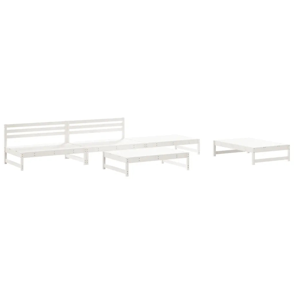 Set Salotto da Giardino 5 pz Bianco in Legno Massello di Pino 3186600