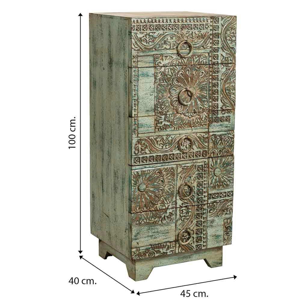 Ssinfonico in legno intagliato verde 45x40x100h
