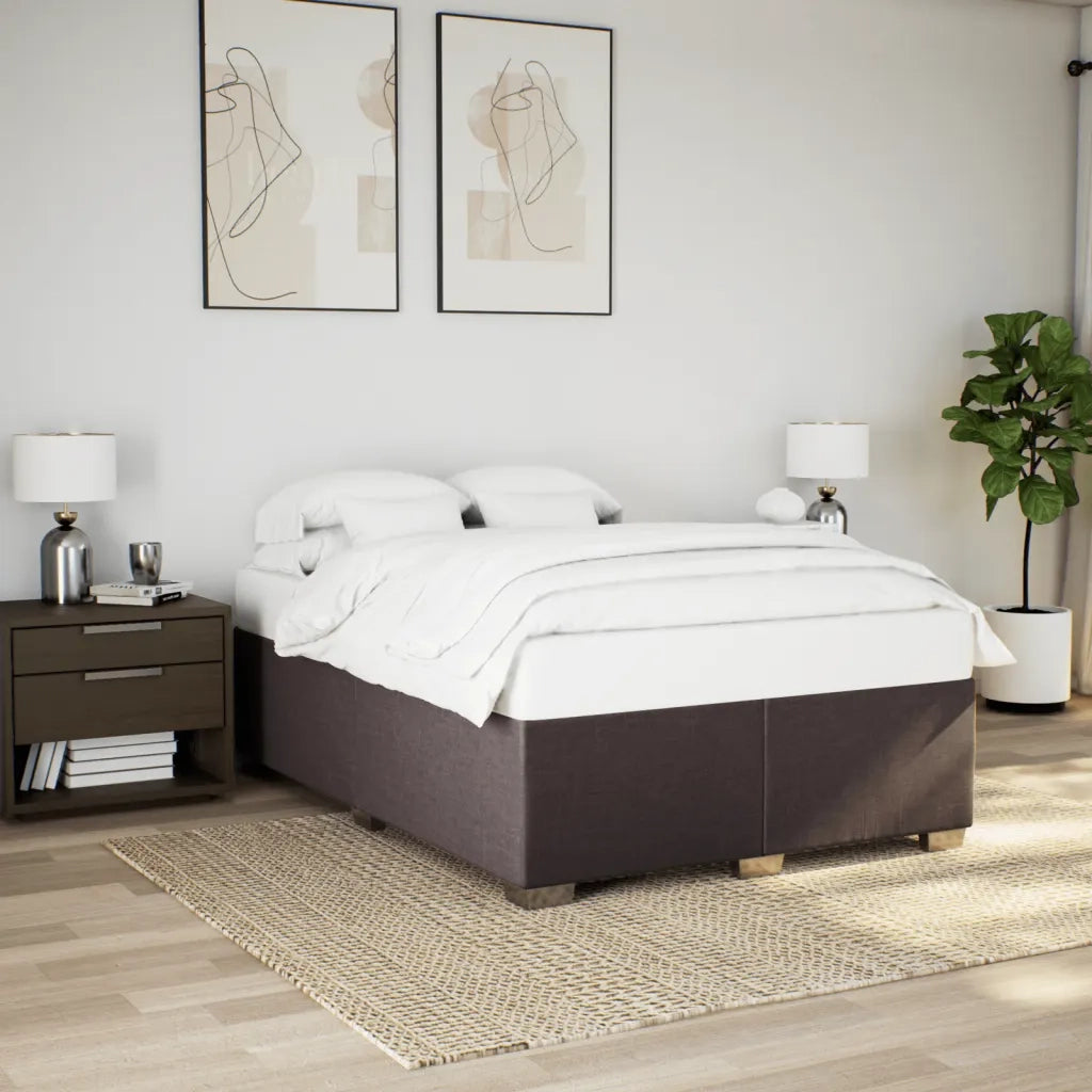 Giroletto a Molle con Materasso Marrone Scuro 140x200cm Tessuto