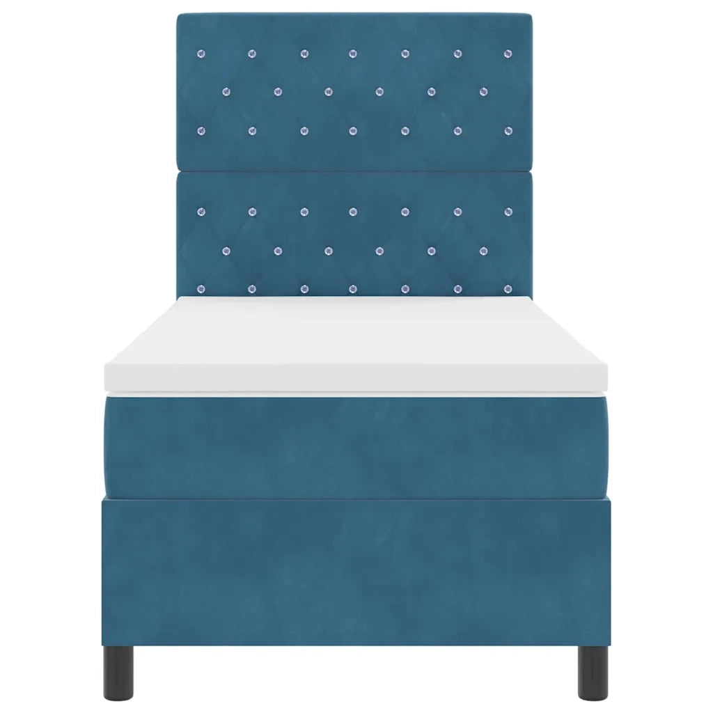 Letto a molle con materasso Blu Scuro 100 x 200 cm Velluto 3339750