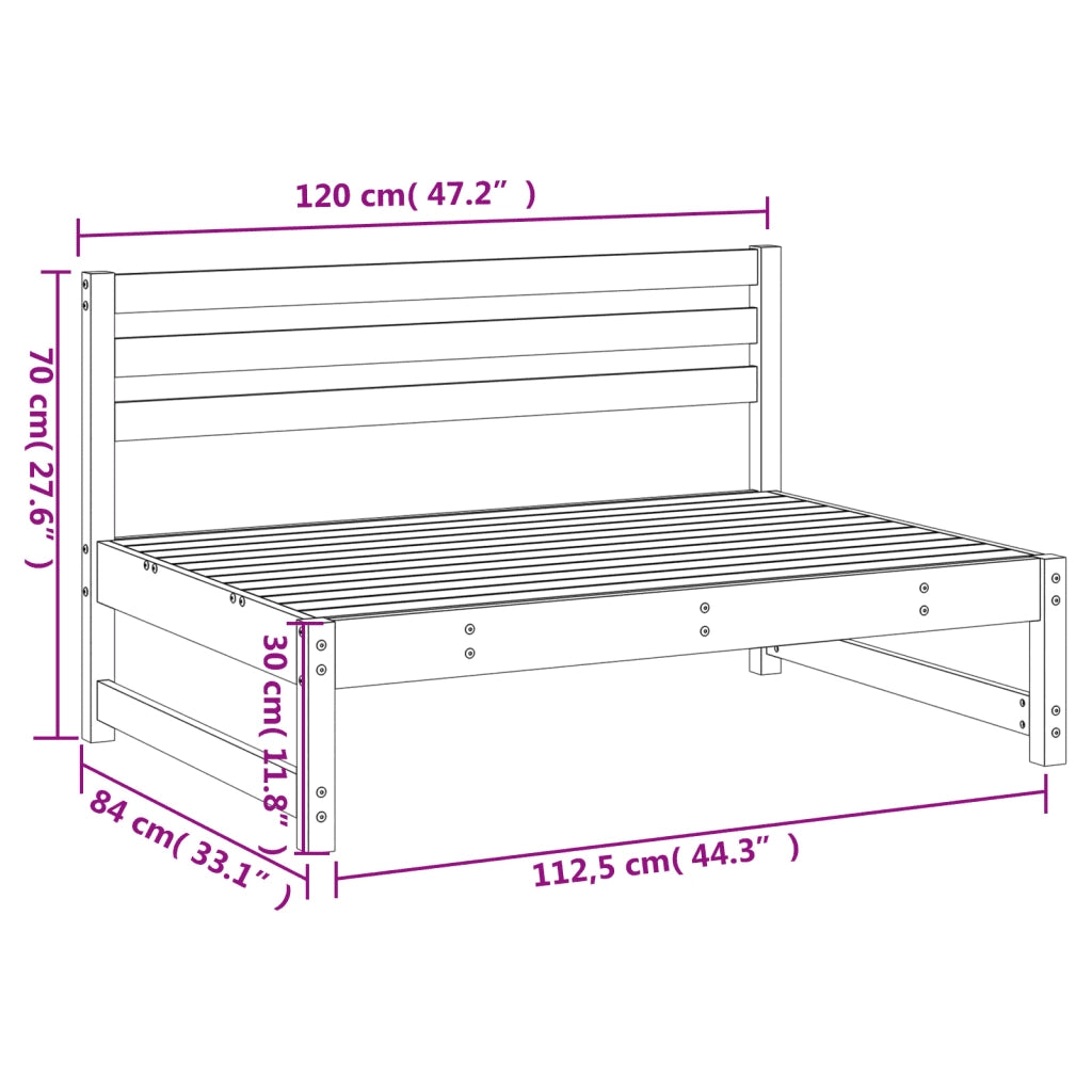 Divano Centrale da Giardino 120x80 cm Legno Impregnato di Pino 825708