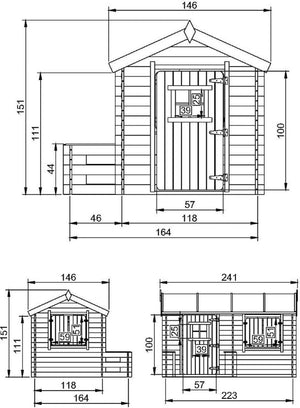 Casetta legno per bambini -  L184xL241xA151cm/ 2.63m2 - Timbela M503