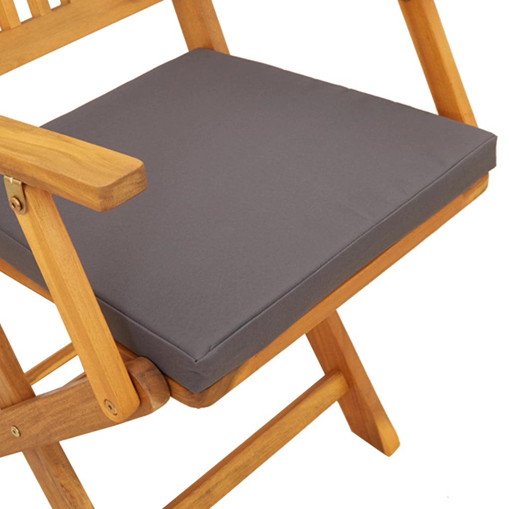 Sedia da Giardino Pieghevole  con Cuscino Grigio 8 pezzi in Legno Massello di Acacia
