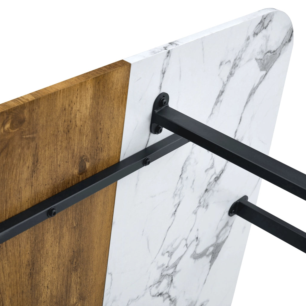 Tavolo da pranzo in MDF con base in metallo, stile moderno, per soggiorno e sala da pranzo, legno naturale scuro