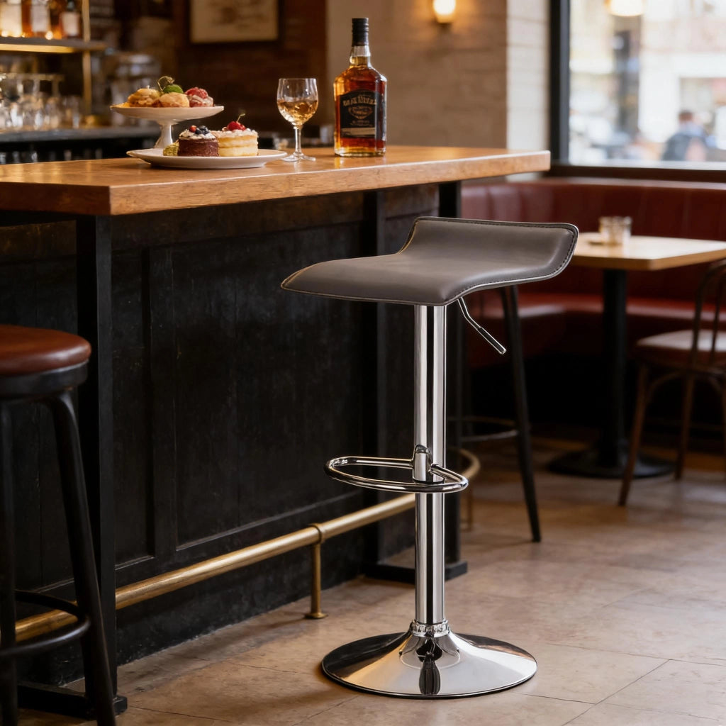 SGABELLO BAR Girevole e regolabile 62-84 cm Ecopelle Grigio