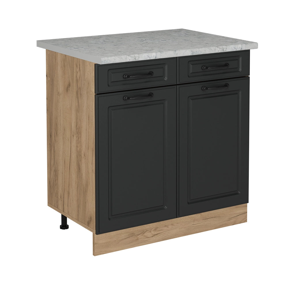 Mobiletto base per cucina R-Line Antracite rustico/Rovere dorato 80 cm PL Marmo Vicco