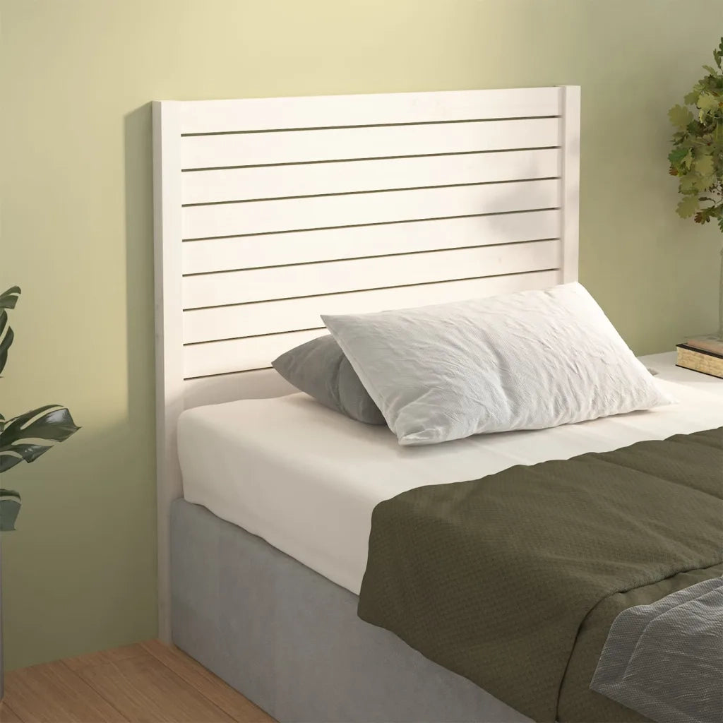Testiera per Letto Bianca 81x4x100 cm in Legno Massello di Pino 818996