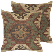 Cuscino in stile orientale etnico Kilim in iuta 45 x 45 cm soggiorno camera Poggiapiedi moderno motivo imbottita beige
