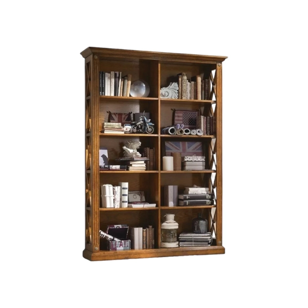 Libreria classica 10 ripiani in legno bassano 133x40x191 - Mobili 2G