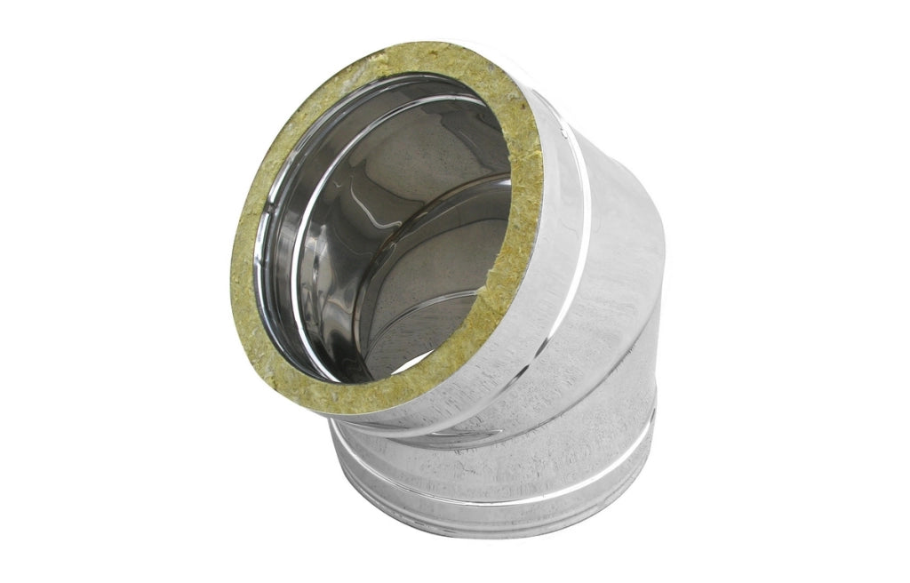 CURVA IN ACCIAIO INOX 316L A 45  ° DOPPIA PARETE- D. Int. 150 - D. Est. 200- DK- pezzi 1
