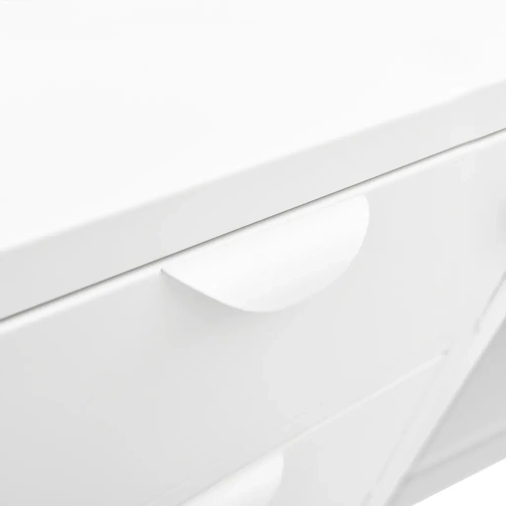 Credenza Bianca 105x35x70 cm in Acciaio e Vetro Temperato 336077