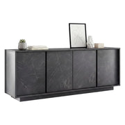 Credenza Nika, Buffet da soggiorno, Madia da salotto, Dispensa da cucina, Made in Italy, 180x43 h79 cm, Ardesia