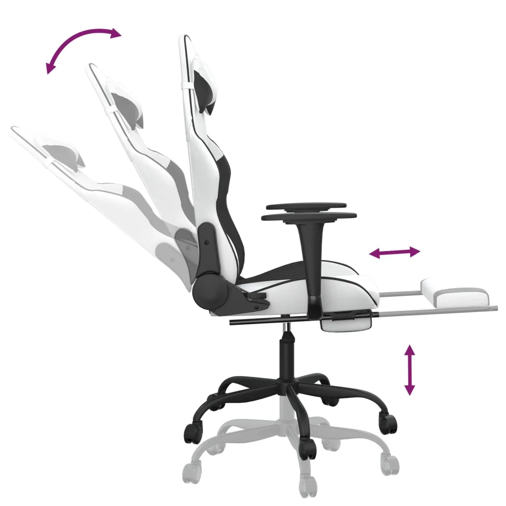 Sedia da Gaming con Poggiapiedi Bianco e Nero in Similpelle 3143663