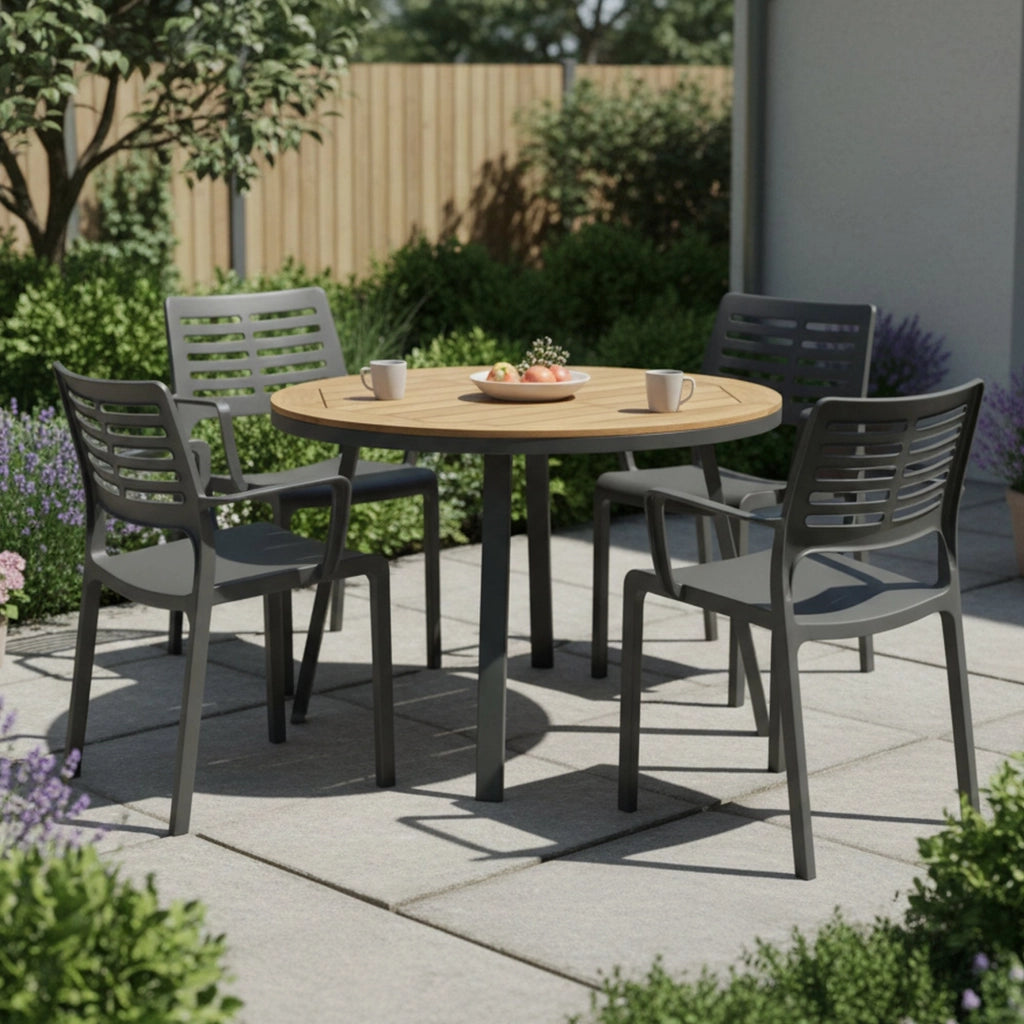 Hero, Sedia da Esterno 4 Sedie Made in Italy, Nero Antracite