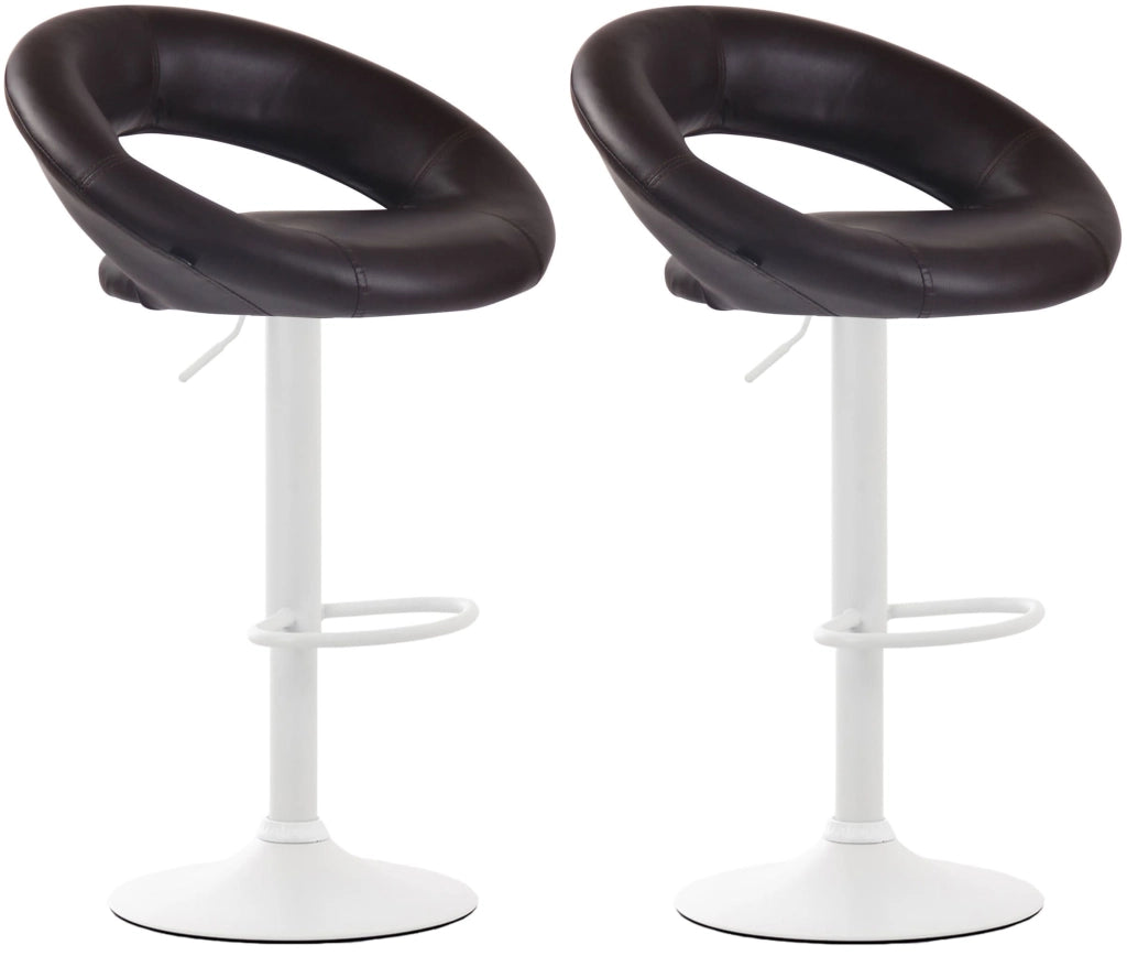 Set di 2 sgabelli da bar Olinda in finta pelle marrone,bianco