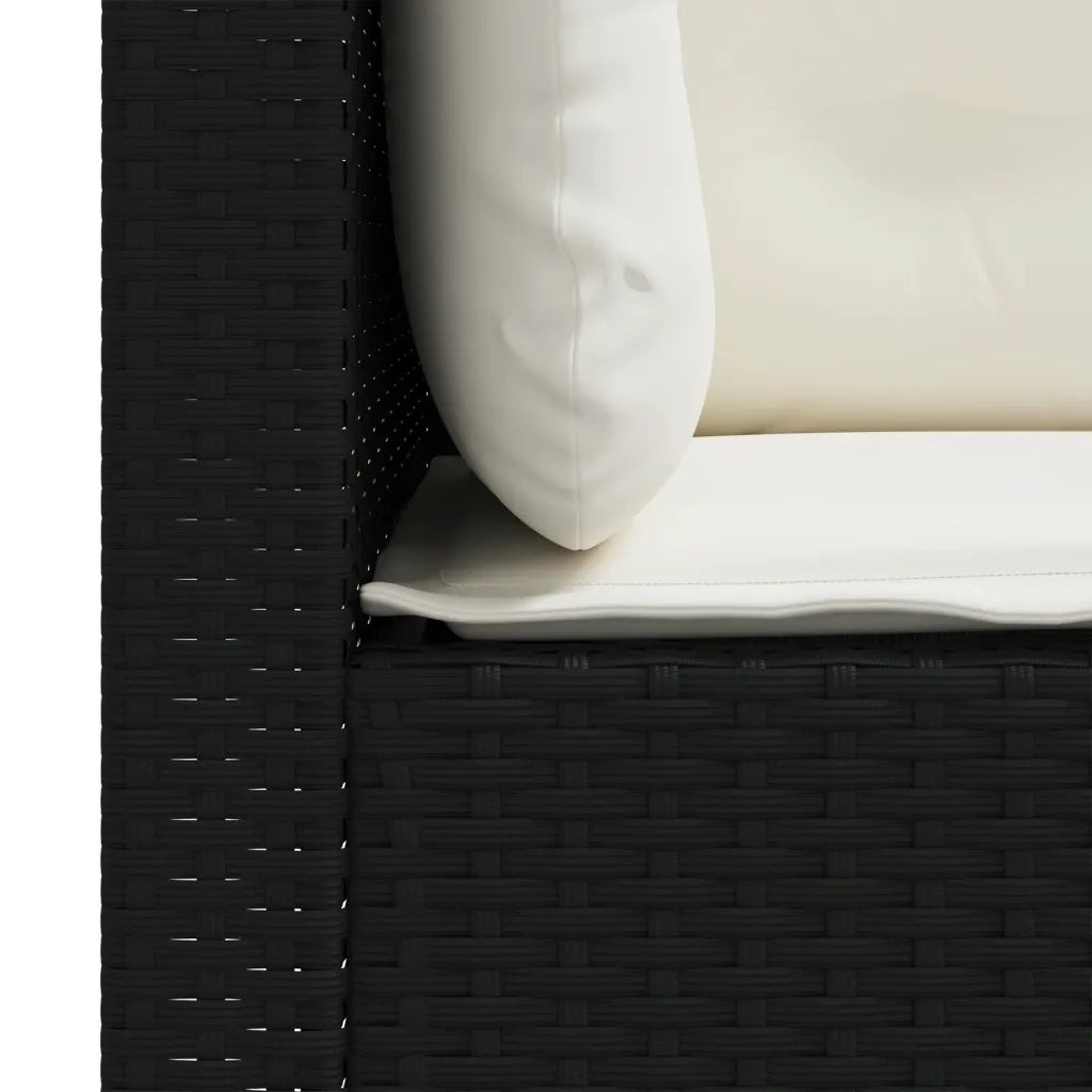 Divano da Giardino a 3 Posti con Cuscini Nero in Polyrattan 365917