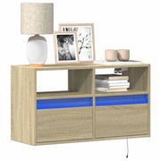 Mobile TV a Parete con Luci LED Rovere Sonoma 80x31x45 cm 852329