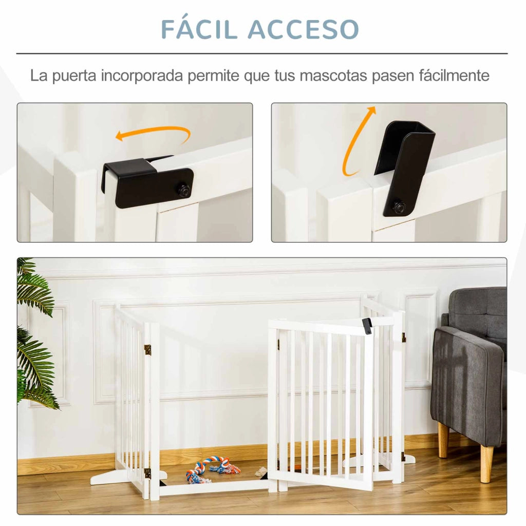 Barriera per Cani Pieghevole con Porta e Chiusura di Sicurezza ¨C zephmum ¨C Bianco 237.5x36x80 cm