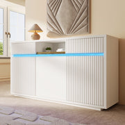 COMÒ bianco 140x40x85 cm con LED, 2 cassetti e 3 ante