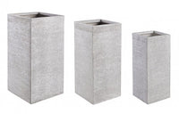 Set 3 Vasi Graffiti Quadrato Bianco Alto