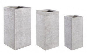 Set 3 Vasi Graffiti Quadrato Bianco Alto