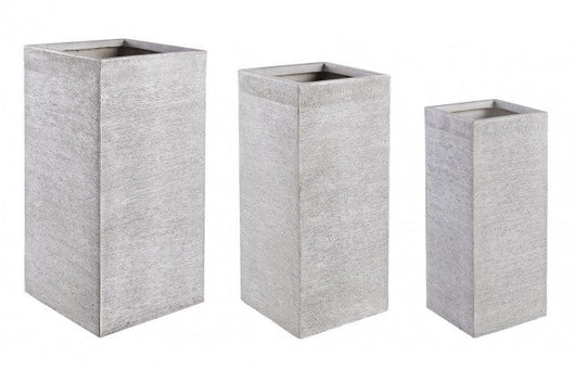 Set 3 Vasi Graffiti Quadrato Bianco Alto