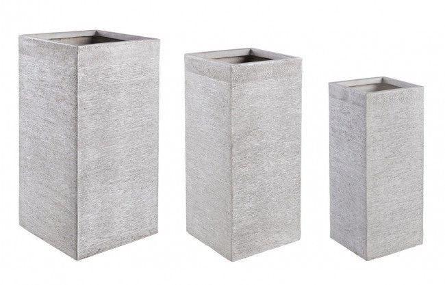 Set 3 Vasi Graffiti Quadrato Bianco Alto