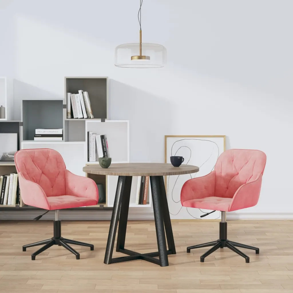 Sedie da Pranzo Girevoli 2 pz | Sedie da cucina Rosa in Velluto