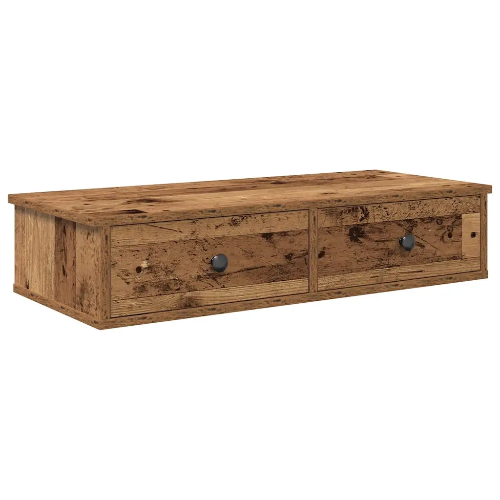 Scaffale a Parete con Cassetti Antico 80x31x17 cm in Truciolato 859957