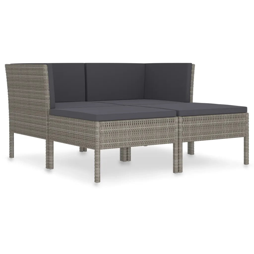 Set Divani da Giardino 4 pz con Cuscini in Polyrattan Grigio 3056968