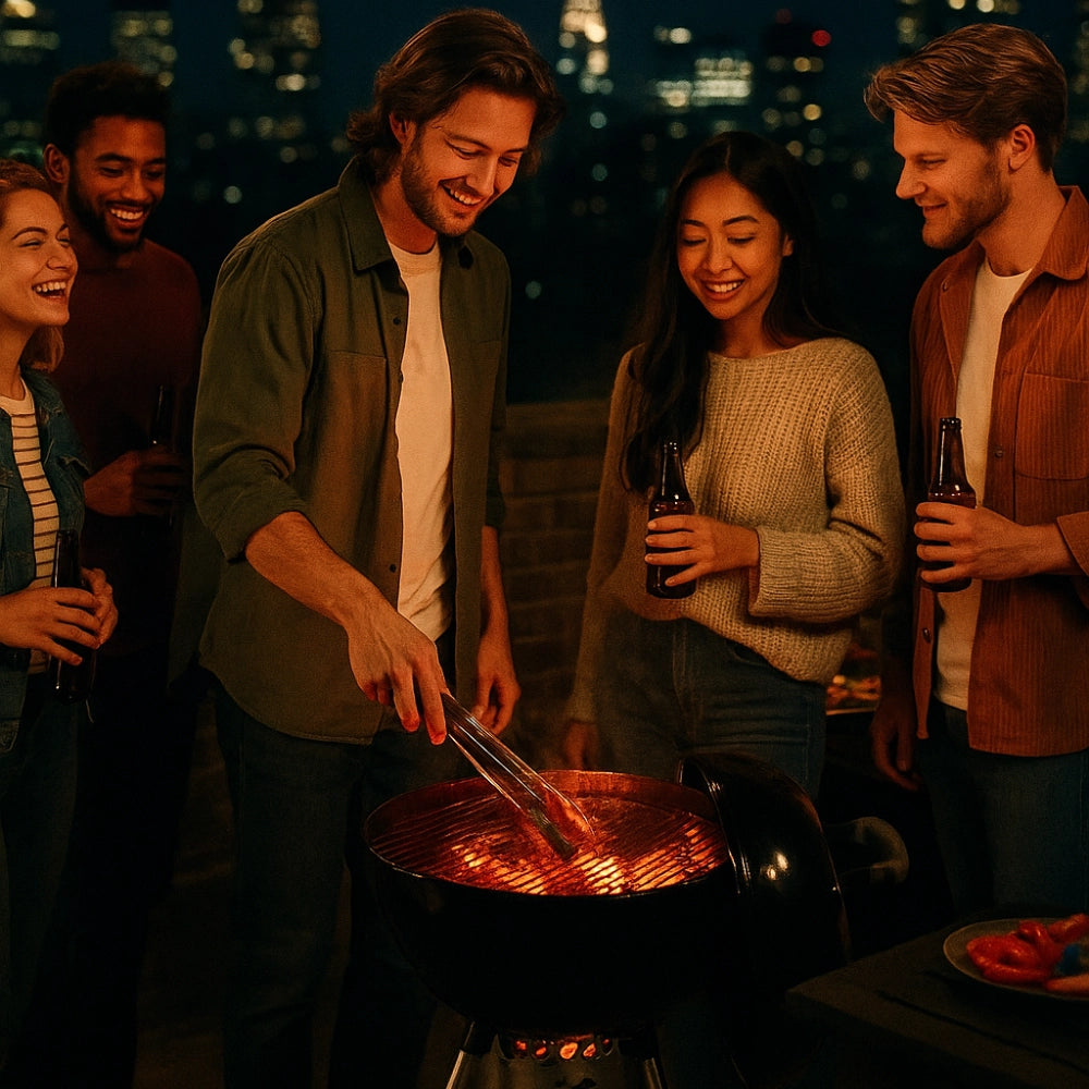 Barby barbecue carbone 70x58x102 cm griglia 54 cm termometro ganci portautensili
