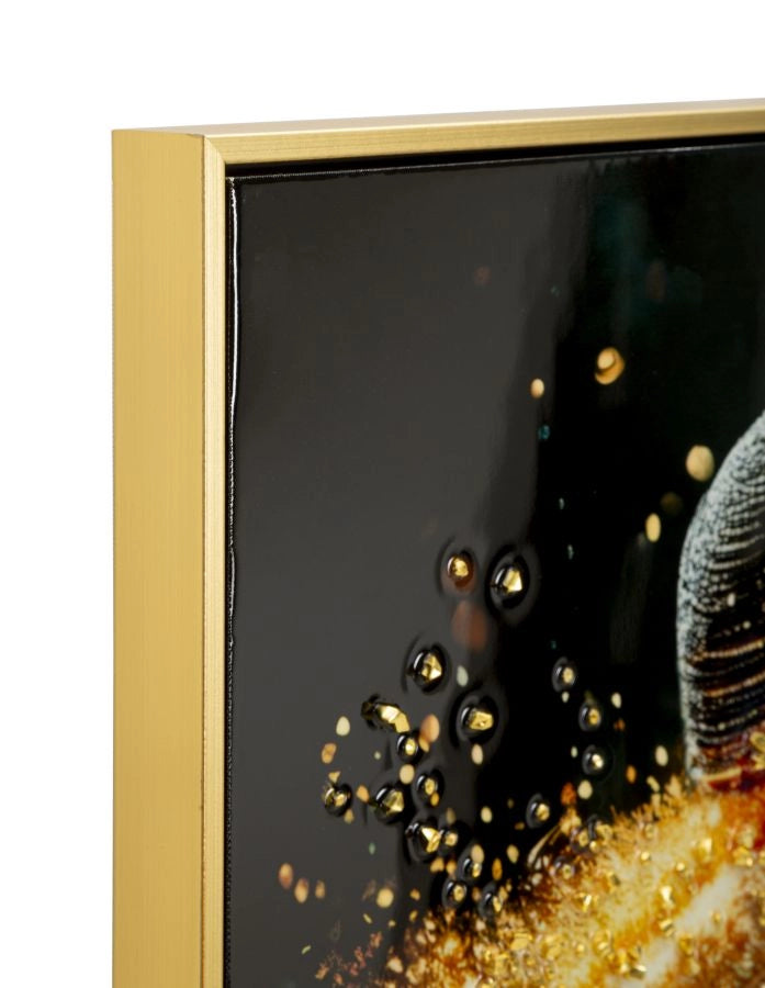 Stampa Decorata su Tela Laccata con Cornice Illumy 62x3,5x92 cm in Abete e Tela e Plastica