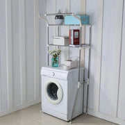 Organizzatore per lavatrice e wc - 2 livelli di organizzazione per la stanza da bagno con pannello regolabile e gruccia per abiti - bianco ivory Lavatrice organizzatore