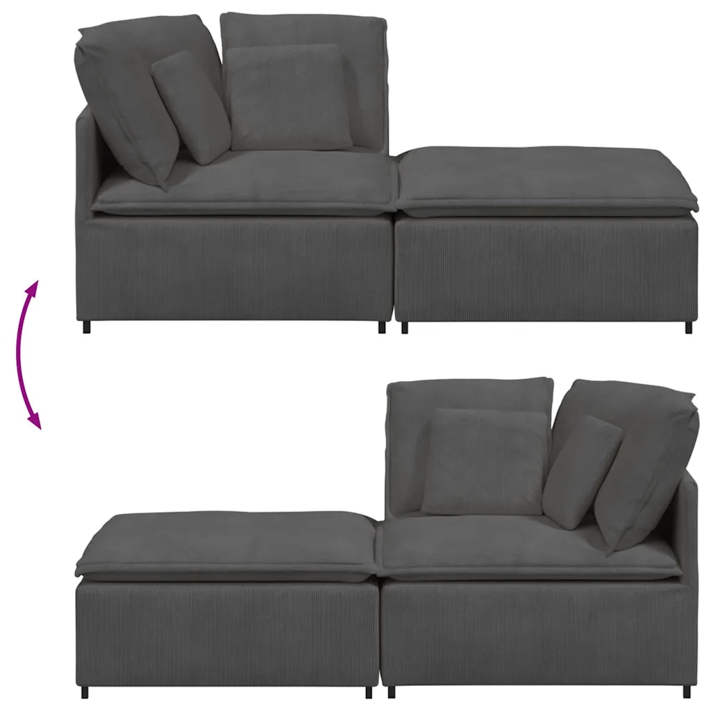 Divano Modulare con Poggiapiedi e Cuscini Grigio Scuro 3321228