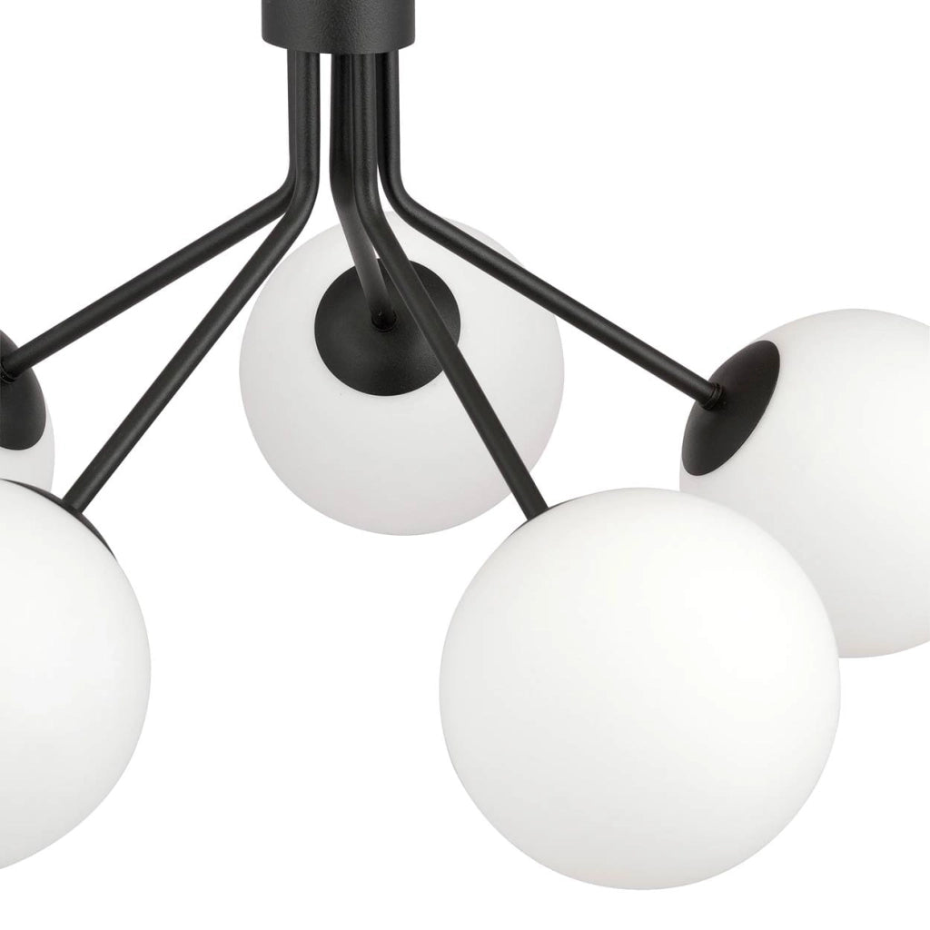 Lampadario Emibig Nova 5xE14 Nero/Opale dimmerabile