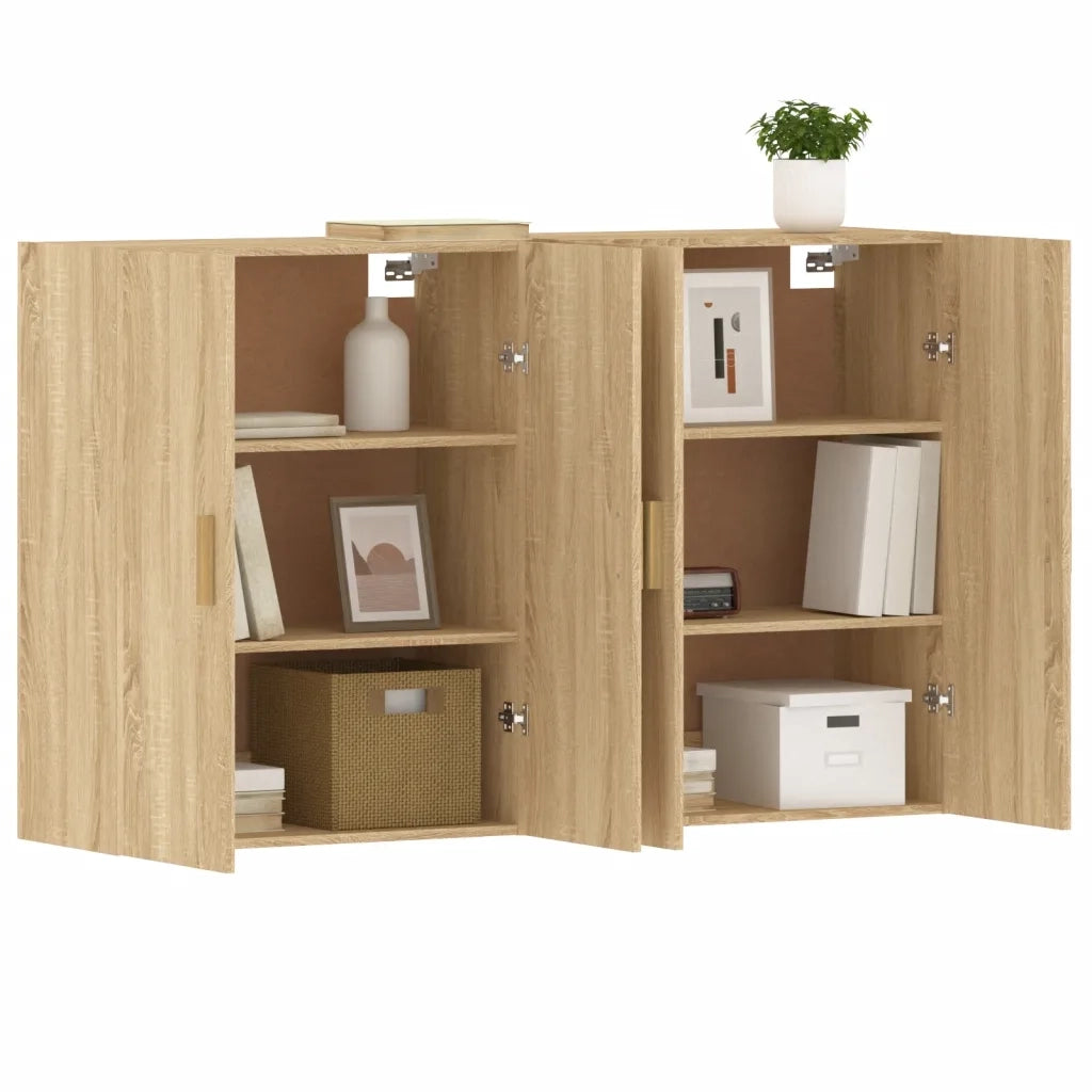 Armadietti a Parete 2 pz Rovere Sonoma in Legno Multistrato 3197875