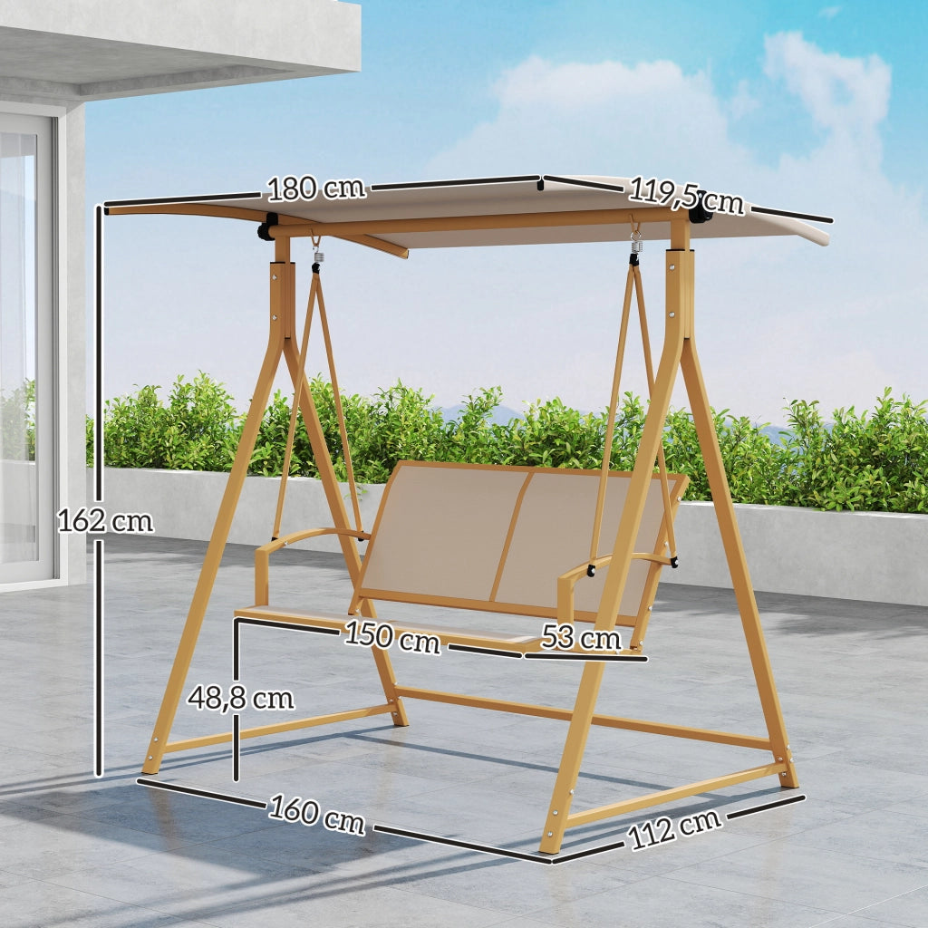 Altalena da Giardino 2 Posti con Tenda ¨C zephmum ¨C Caqui 160x112x162 cm