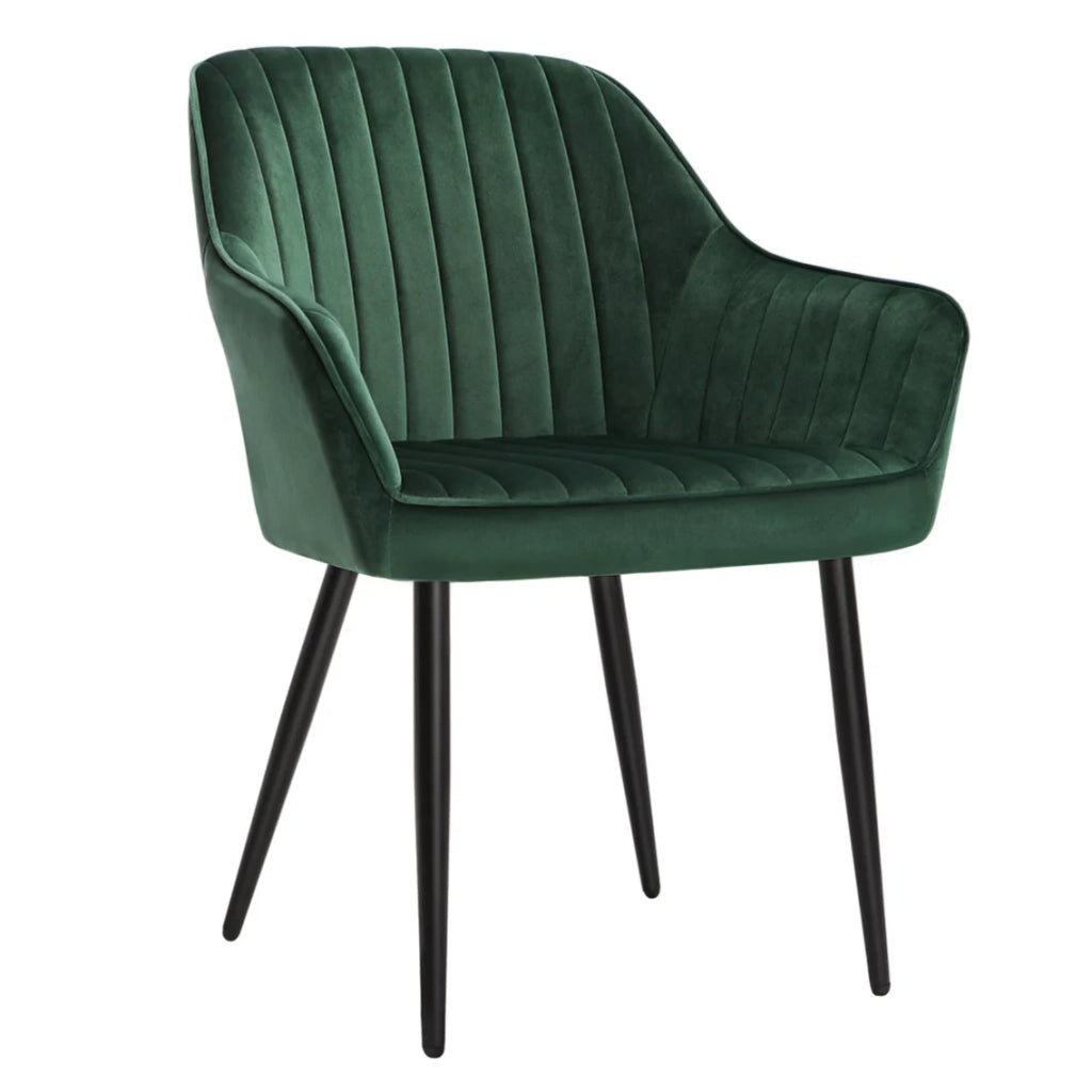Sedia da pranzo poltrona seduta imbottita con braccioli larghezza seduta 49 cm gambe in metallo rivestimento in velluto portata 110 kg per soggiorno o camera da letto verde 12_0004906