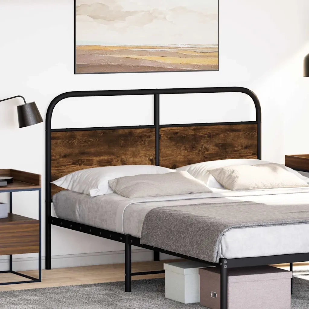 Testiera-Testata-Testiera Decorativa Rovere Fumo 120 cm in Acciaio e Legno Multistrato
