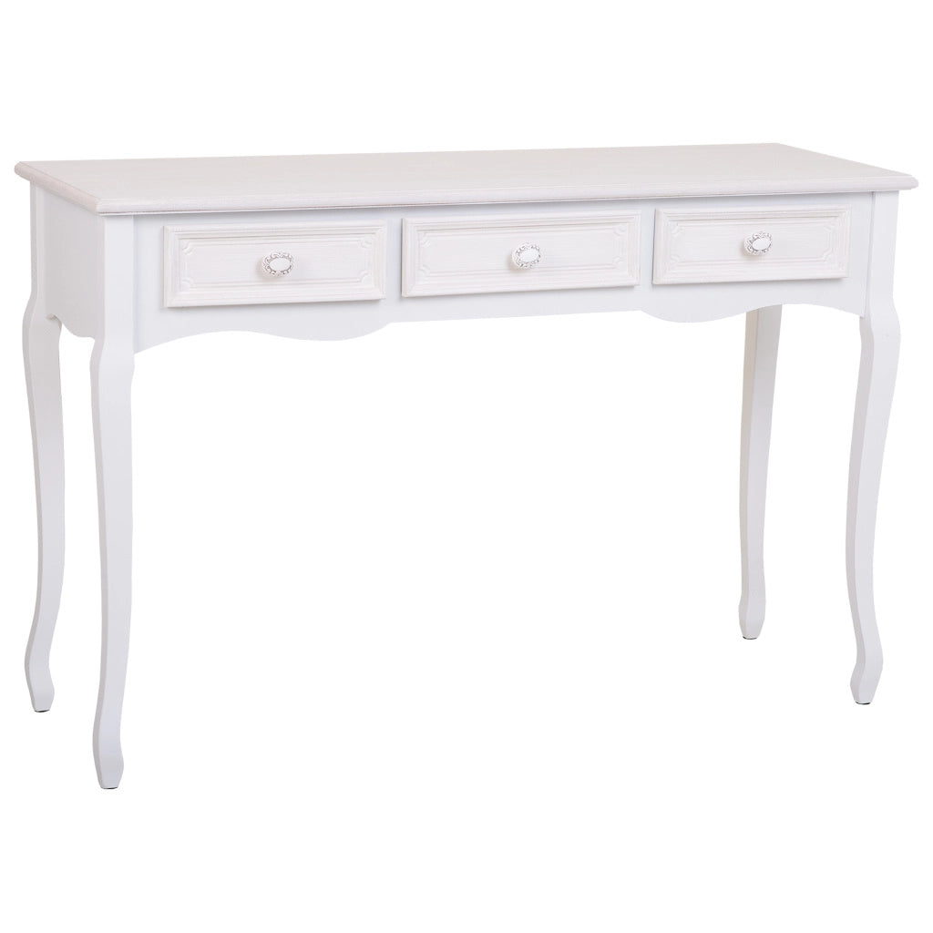 Mobile da ingresso in legno con 3 cassetti bianchi 120x40x78