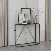 Tavolo a Consolle Austevoll in Acciaio 90 x 30 x 80 cm - Nero [en.casa]