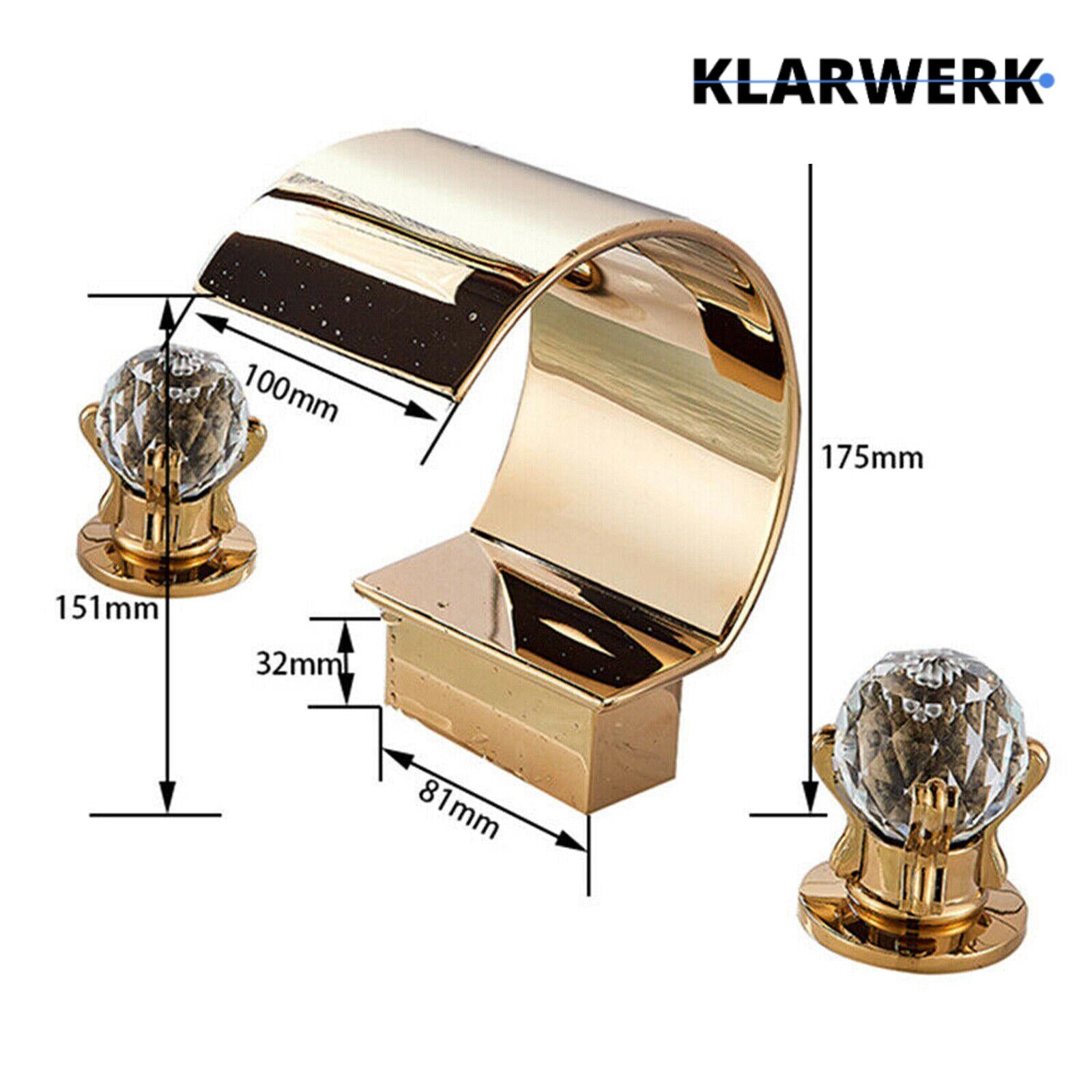 LENA | Rubinetto bagno 3 fori design oro lucido |  per lavabo ad arco alto in acciaio inossidabile | miscelatore 2 maniglie ristorazione