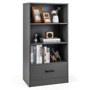 Libreria a 4 ripiani 60 x 38 x 120 cm con cassetto e dispositivo antiribaltamento stile classico MDF grigio 20_0010720