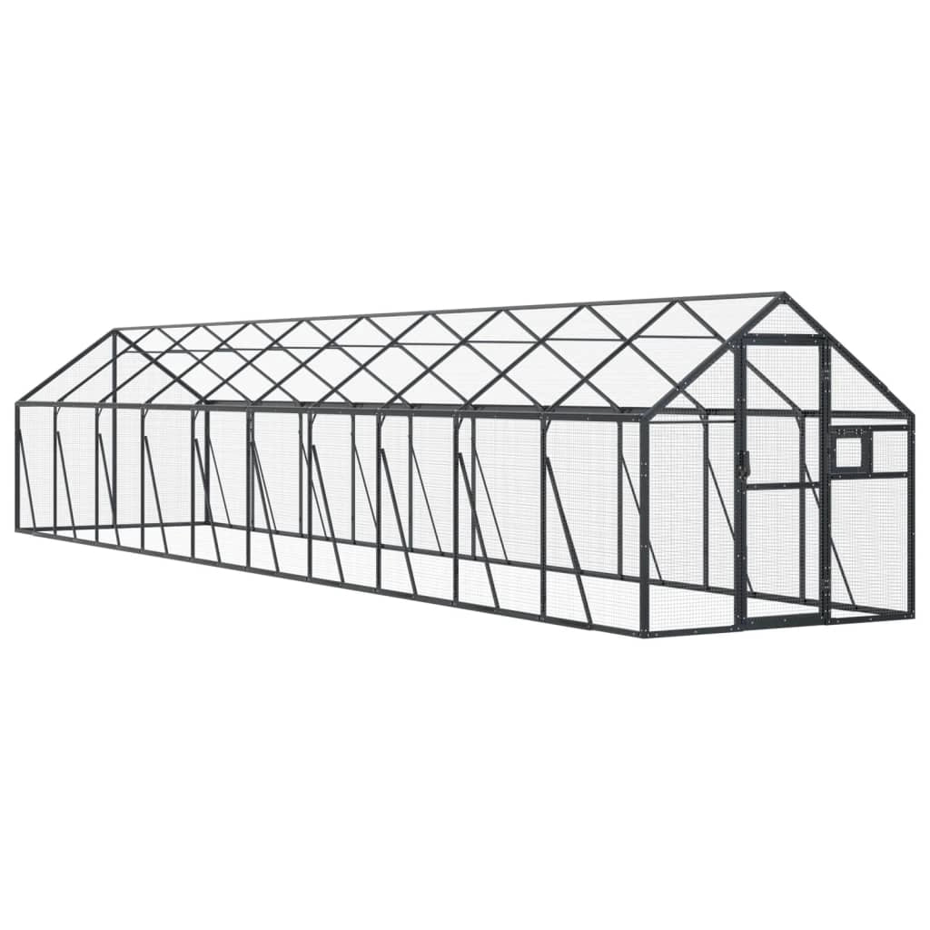 Voliera a gabbia 1,79 x 10 x 1,85 m alluminio antracite 02_0045631