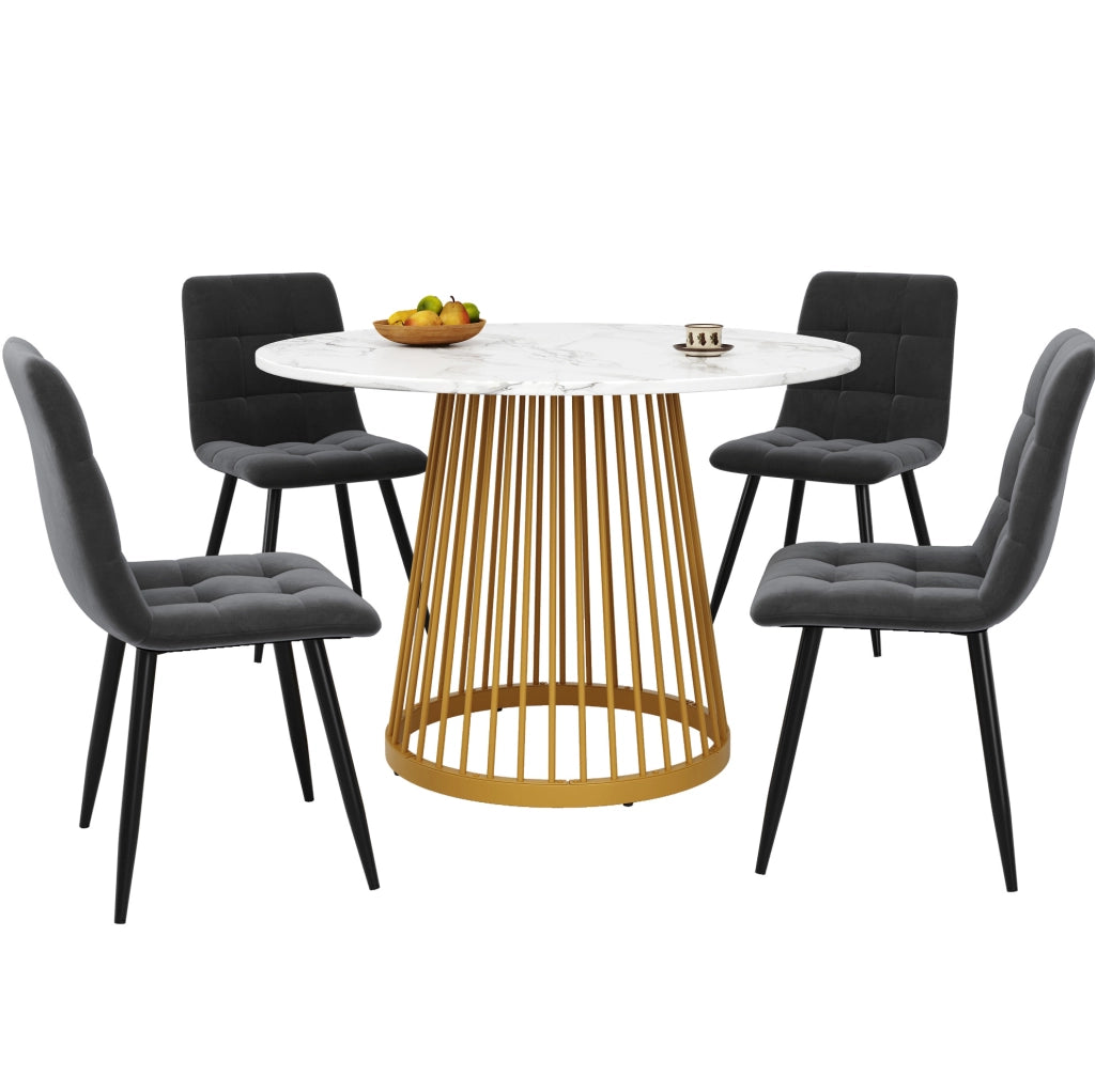 Set da pranzo 5 pezzi 80 cm in MDF e metallo, multicolore, moderno